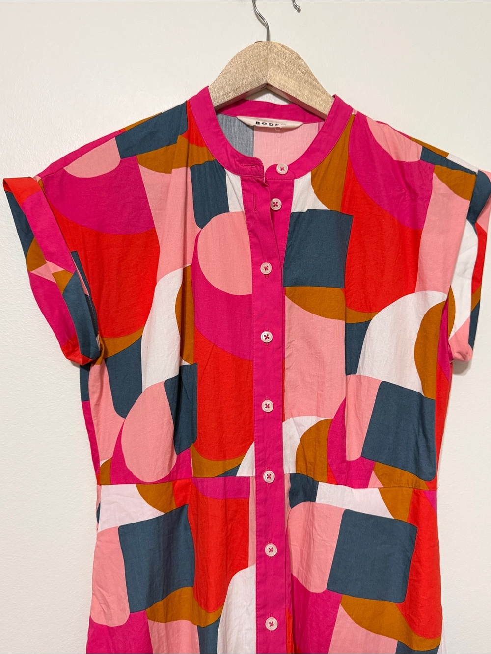 Boden Amanda Pink Geometric Swirl Midi Shirt Dress Size 4 - Picture 4 of 8